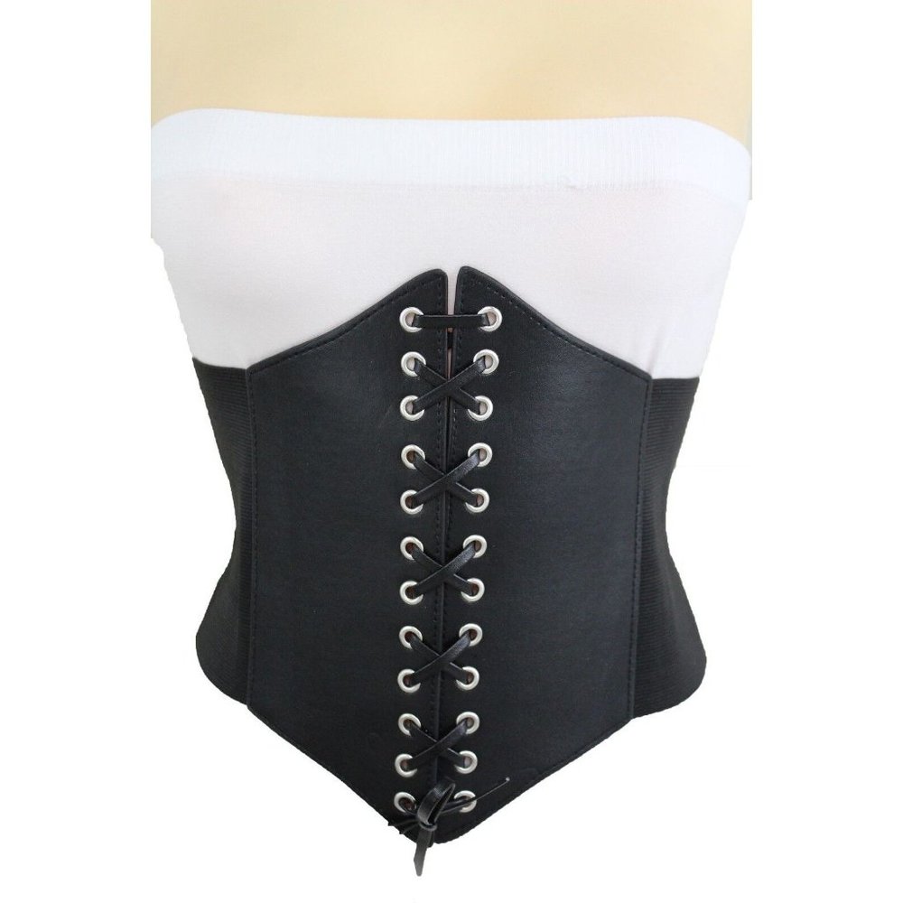 Women High Waist Wide Fabric Sexy Fashion Stretch Black Corset Belt Plus Size XL